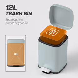 HOMCOM 12L Kitchen Pedal Bin, Metal Rubbish Bin with Soft-close Lid, Light Green