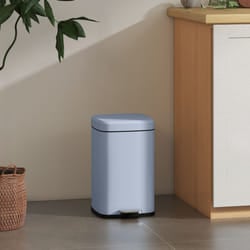 HOMCOM 20L Kitchen Pedal Bin, Metal Rubbish Bin with Soft-close Lid, Light Blue