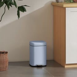 HOMCOM 12L Kitchen Pedal Bin, Metal Rubbish Bin with Soft-close Lid, Light Blue