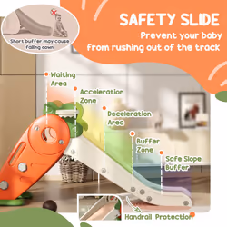 AIYAPLAY 3 in 1 Kids Slide, Carrot-themed Foldable Indoor Slide for 1-3 Years - Additional view 4