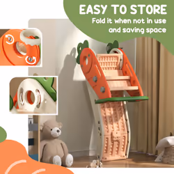 AIYAPLAY 3 in 1 Kids Slide, Carrot-themed Foldable Indoor Slide for 1-3 Years - Additional view 7