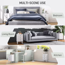 HOMCOM Bedside Table Set of 2, Bedside Cabinet w/ 3 Drawers, Modern Side Table, - Additional view 4