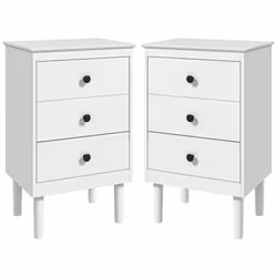 HOMCOM Bedside Table Set of 2, Bedside Cabinet w/ 3 Drawers, Modern Side Table, - Additional view 8