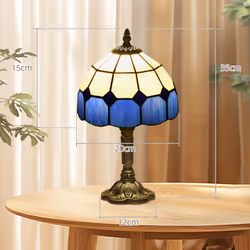 HOMCOM Antique Table Lamp, for Bedroom Bedside, Bulb not Included, Blue - Additional view 5