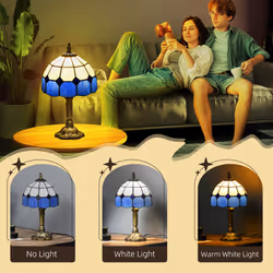 HOMCOM Antique Table Lamp, for Bedroom Bedside, Bulb not Included, Blue - Additional view 7