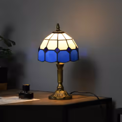 HOMCOM Antique Table Lamp, for Bedroom Bedside, Bulb not Included, Blue - Additional view 8