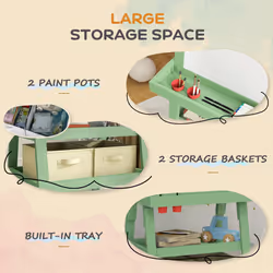AIYAPLAY Double-Sided Art Easel for Kids w/ Paper Roll, Storage Baskets Green - Additional view 4