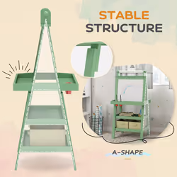 AIYAPLAY Double-Sided Art Easel for Kids w/ Paper Roll, Storage Baskets Green - Additional view 6