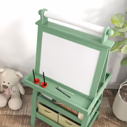 AIYAPLAY Double-Sided Art Easel for Kids w/ Paper Roll, Storage Baskets Green - Additional view 7