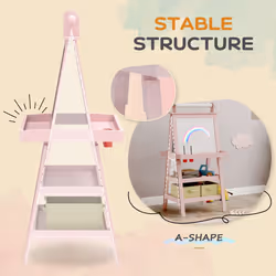 AIYAPLAY Double-Sided Art Easel for Kids w/ Paper Roll, Storage Baskets Pink - Additional view 6