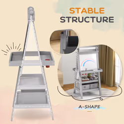 AIYAPLAY Double-Sided Art Easel for Kids w/ Paper Roll, Storage Baskets Grey - Additional view 5
