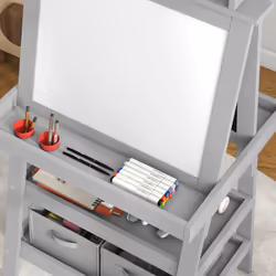 AIYAPLAY Double-Sided Art Easel for Kids w/ Paper Roll, Storage Baskets Grey - Additional view 7