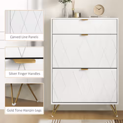 HOMCOM Slim Shoe Storage Cabinet with Flip Drawers for Entryway, Hallway, White - Additional view 6