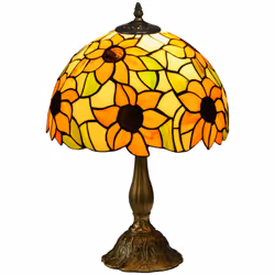 HOMCOM Stained Glass Table Lamp, Handmade Antique Bedside Lamp - Additional view 8