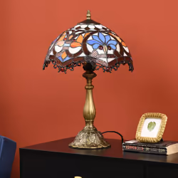 HOMCOM Antique Table Lamp, for Bedroom Bedside, Bulb not Included, Sunflower