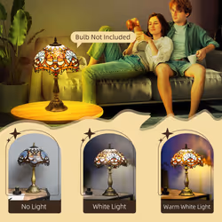 HOMCOM Antique Table Lamp, for Bedroom Bedside, Bulb not Included, Sunflower - Additional view 7