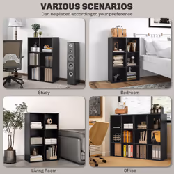 HOMCOM Cubic Cabinet Bookcase Storage Shelves for Home Office, Black - Additional view 4