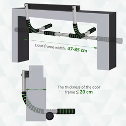 HOMCOM Indoor Fitness Door Horizontal Bar Pull-ups Home Gym Upper Body Workout - Additional view 6