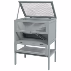 PawHut Wooden Hamster Cage w/ Storage Shelf, Openable Top for Gerbils, Grey - Additional view 6