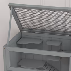 PawHut Wooden Hamster Cage w/ Storage Shelf, Openable Top for Gerbils, Grey - Additional view 7