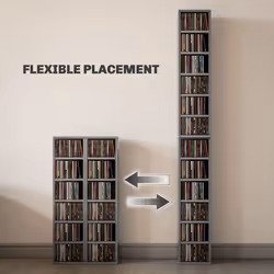 HOMCOM Set of 2 CD Storage Units with Adjustable Shelves, High Gloss Grey