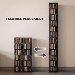HOMCOM Set of 2 CD Storage Units with Adjustable Shelves High Gloss Black