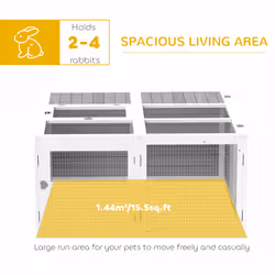 PawHut Rabbit Hutch Small Animal Guinea Pig House with Openable Roof Grey