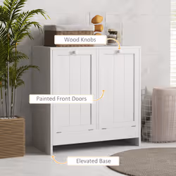 kleankin Tilt-out Laundry Storage Cabinet with 2 Compartment Hampers, White