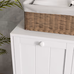 kleankin Tilt-out Laundry Storage Cabinet with 2 Compartment Hampers, White - Additional view 6