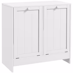kleankin Tilt-out Laundry Storage Cabinet with 2 Compartment Hampers, White - Additional view 8