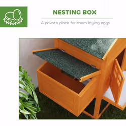 PawHut Wooden Chicken Coop with Run, Nesting Box, Slide-out Tray, Ramp - Additional view 7