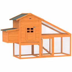 PawHut Wooden Chicken Coop with Run, Nesting Box, Slide-out Tray, Ramp - Additional view 8
