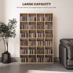HOMCOM DVD CD Media Storage Rack, Video Display Unit, Natural
