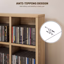 HOMCOM DVD CD Media Storage Rack, Video Display Unit, Natural - Additional view 4