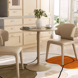 HOMCOM Round Dining Table, Non-slip Pad for Living Room Light Brown