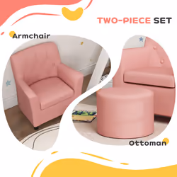 AIYAPLAY Kids Sofa Set with Footrest, Toddler Armchair Playroom Bedroom Pink