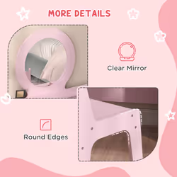 AIYAPLAY Kids Dressing Table Set w/ Stool, Mirror, Drawers - Pink - Additional view 5