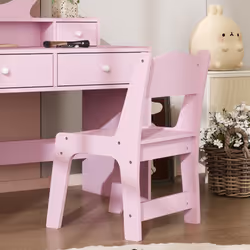 AIYAPLAY Kids Dressing Table Set w/ Stool, Mirror, Drawers - Pink - Additional view 7