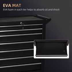 DURHAND Roller Tool Storage Chest Box Garage Workshop 7 Drawers Black