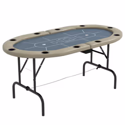 SPORTNOW 10 Player Folding Poker Table with Cup Holders, Steel Base, Brown