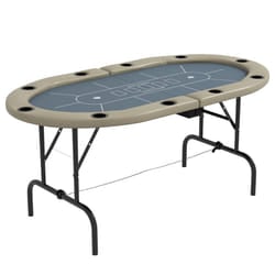 SPORTNOW 10 Player Folding Poker Table with Cup Holders, Steel Base, Brown