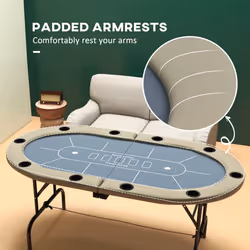 SPORTNOW 10 Player Folding Poker Table with Cup Holders, Steel Base, Brown - Additional view 4