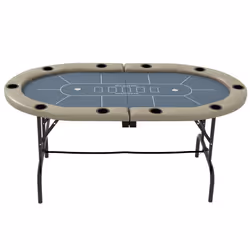 SPORTNOW 10 Player Folding Poker Table with Cup Holders, Steel Base, Brown - Additional view 7