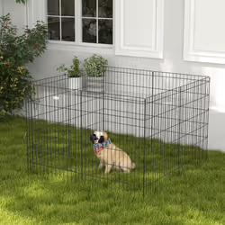 PawHut 8-Panel DIY Dog Pen with Door for Indoor/Outdoor Use, 91cm High