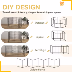 PawHut 8-Panel DIY Dog Pen with Door for Indoor/Outdoor Use, 91cm High
