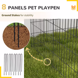 PawHut 8-Panel DIY Dog Pen with Door for Indoor/Outdoor Use, 91cm High - Additional view 4