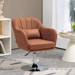 HOMCOM Stylish Retro Swivel Tub Chair Steel Frame Cushion Seat Dark Brown