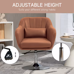 HOMCOM Stylish Retro Swivel Tub Chair Steel Frame Cushion Seat Dark Brown
