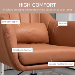 HOMCOM Stylish Retro Swivel Tub Chair Steel Frame Cushion Seat Dark Brown - Additional view 4