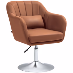 HOMCOM Stylish Retro Swivel Tub Chair Steel Frame Cushion Seat Dark Brown - Additional view 7